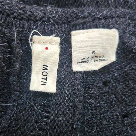 Anthropologie MOTH Small Charcoal Gray Wool Alpaca Blend Hi Low Sweater - Picture 7 of 10